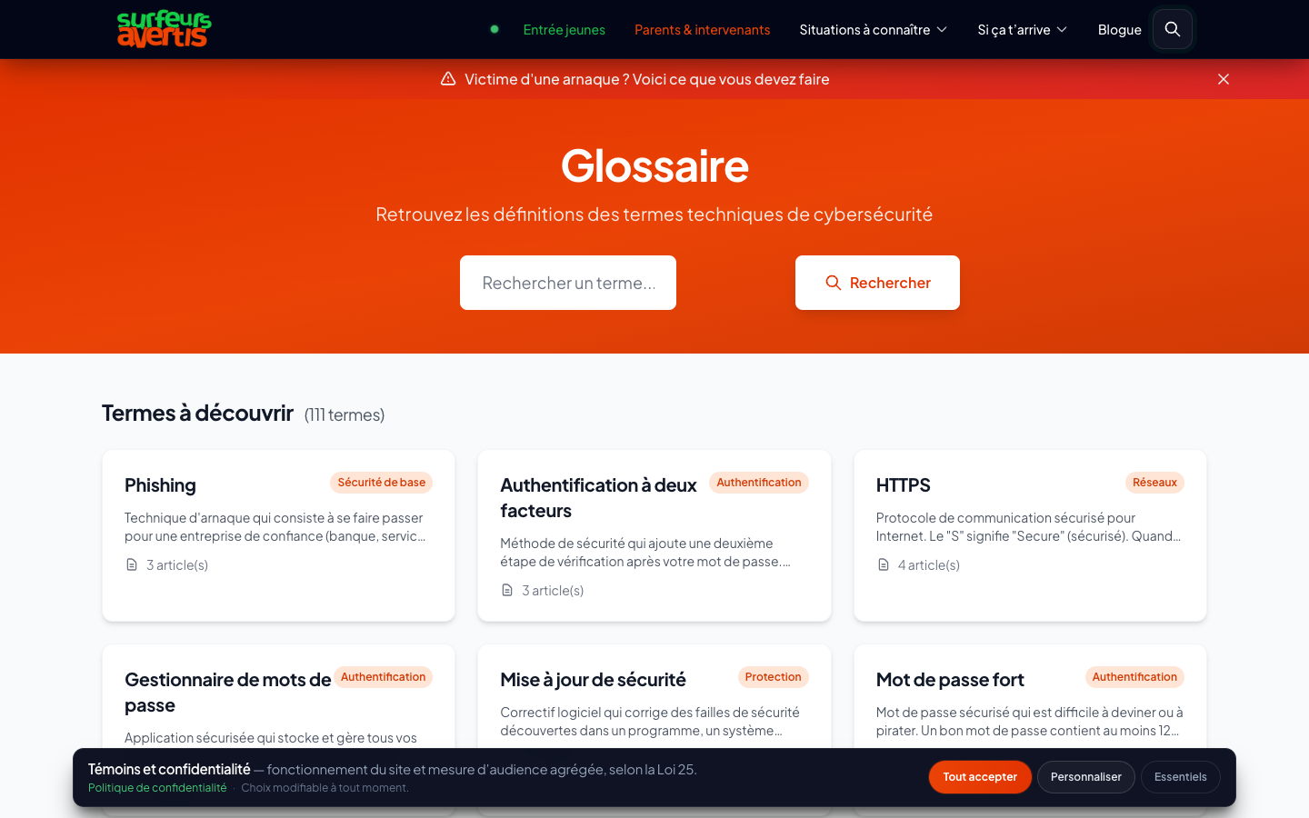 Glossaire et articles